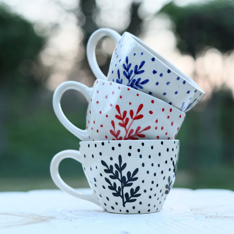 Buy Faira Ceramic Cup (200 ML) - Set of Three Mug & Tea Cup from Vaaree