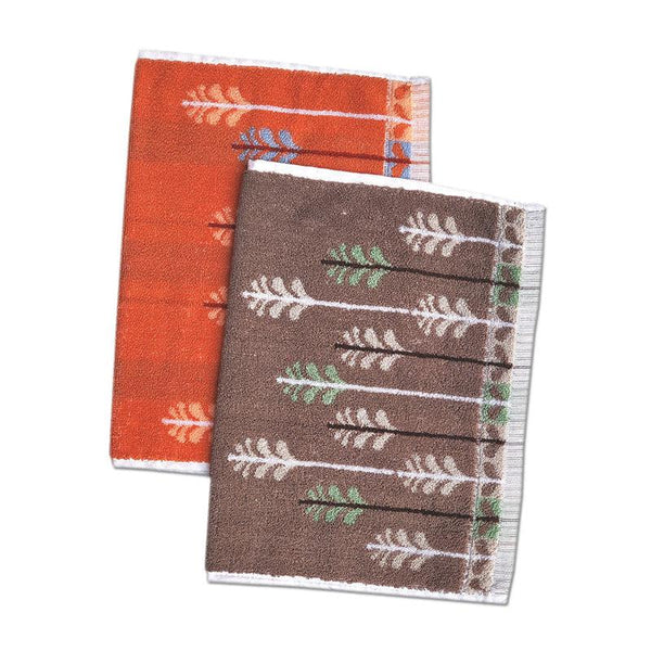 Buy Treevo Hand Towel (Brown & Orange) - Set Of Two Hand & Face Towels from Vaaree