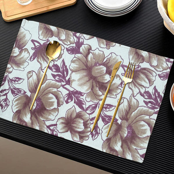 Table Mat - Peony Bloom Placemat - Maroon