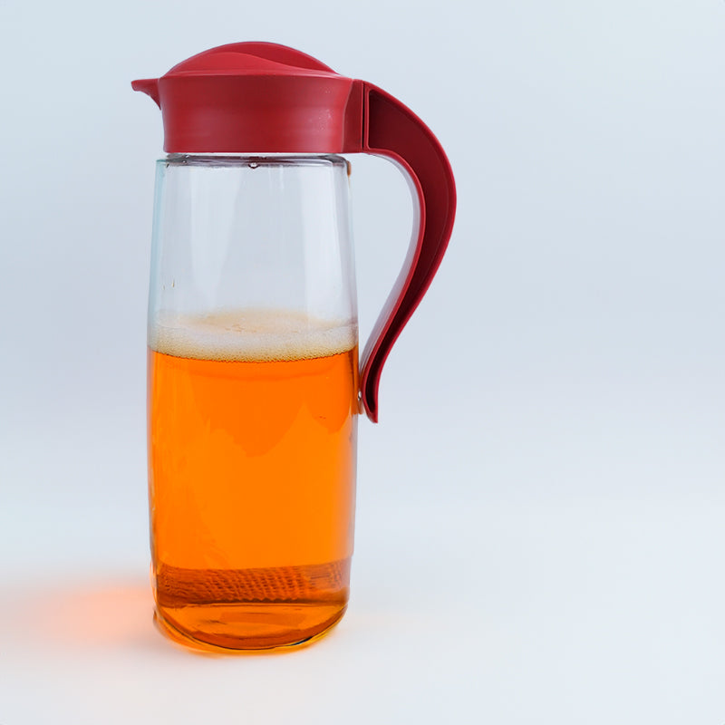 Jug - Domana Oval Transparent Jug With Red Lid - 1600 ML