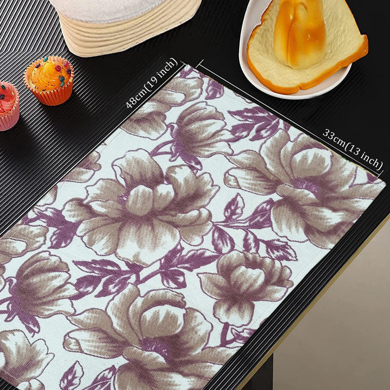 Buy Peony Bloom Placemat And Runner (Maroon) - Seven Piece Set Table Linen Set from Vaaree