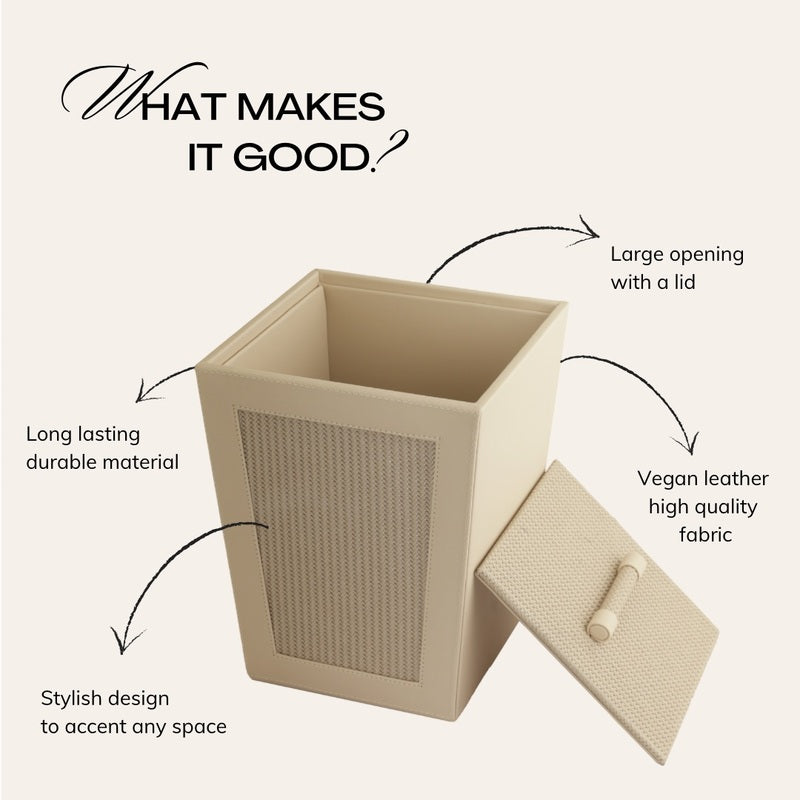 Dustbin - Strova Vegan Leather Dustbin - Beige