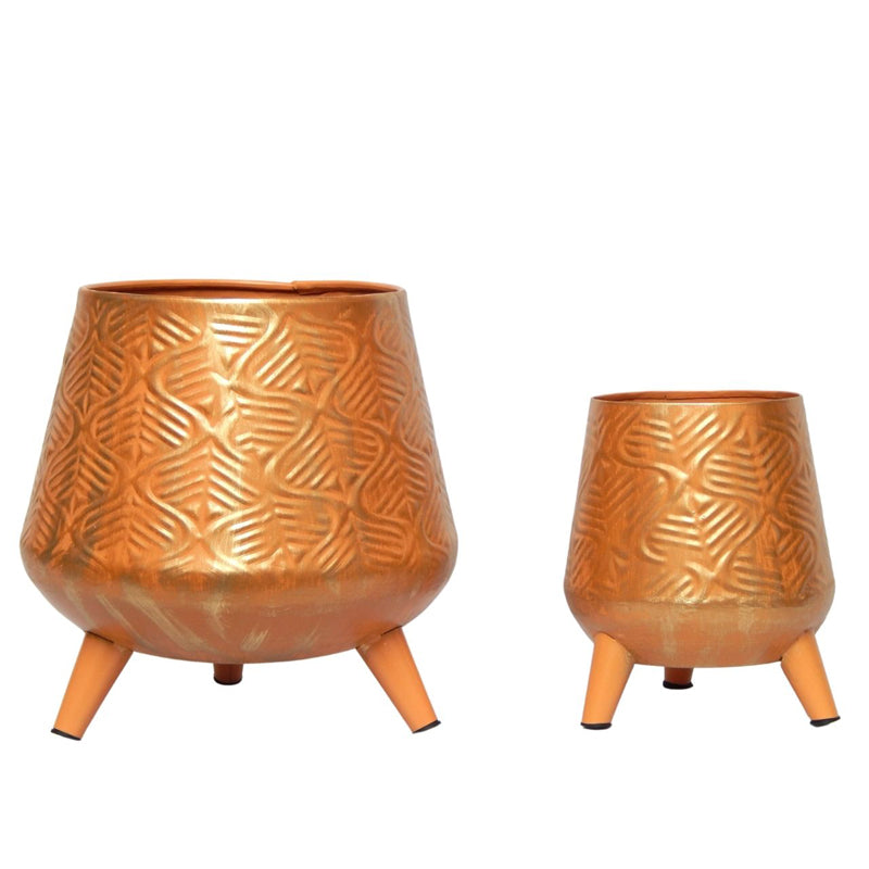 Buy Nori Metal Planter (Melon Orange) - Set Of Two Pots & Planters from Vaaree