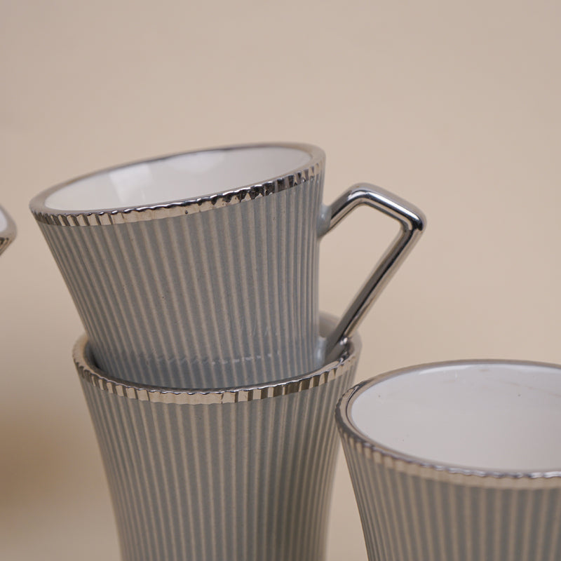 Buy Thira Grey Ceramic Cup (180 ML) - Set Of Six Mug from Vaaree