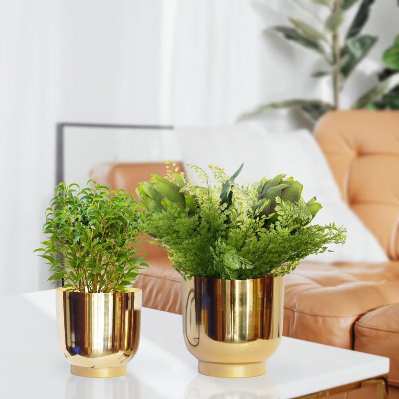 Buy Bromo Metal Planter (Gold) - Set Of Two Pots & Planters from Vaaree