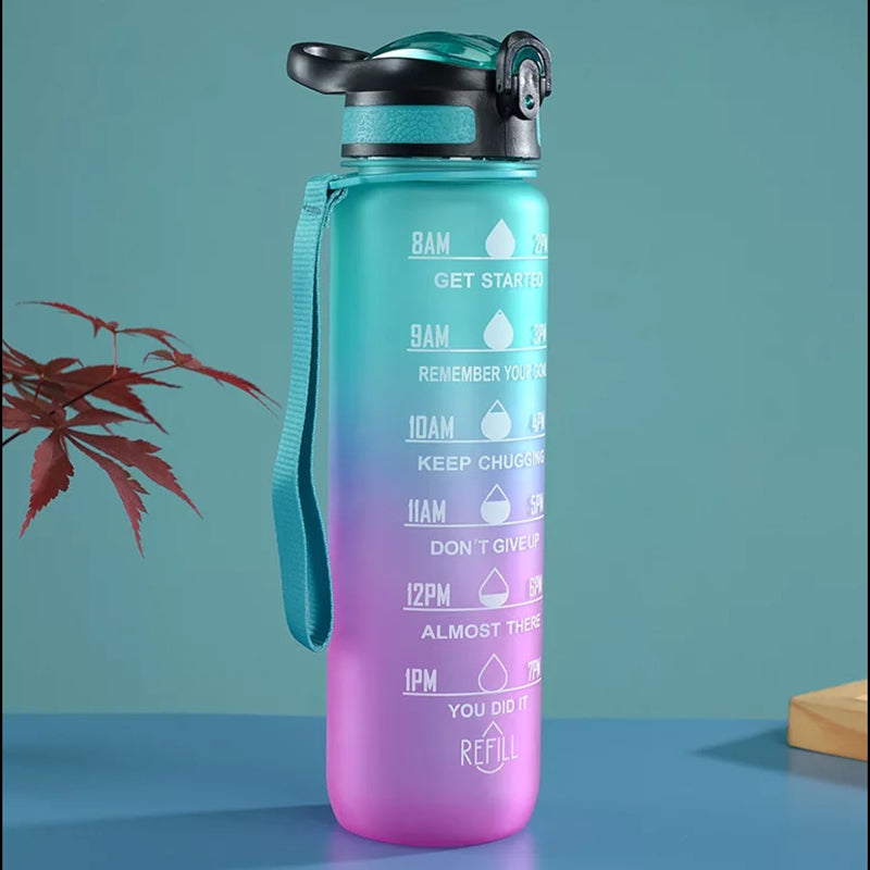 Buy Motivational Water Bottle With Time Marker (1000 ML) - Blue & Pink Bottle from Vaaree