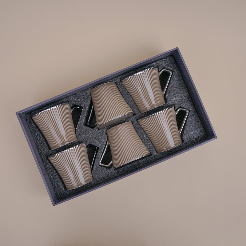 Buy Thira Brown Ceramic Cup (180 ML) - Set Of Six Mug from Vaaree