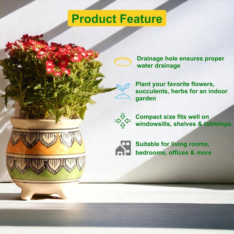 Buy Druva Ethnic Planter - Green & Yellow Pots & Planters from Vaaree