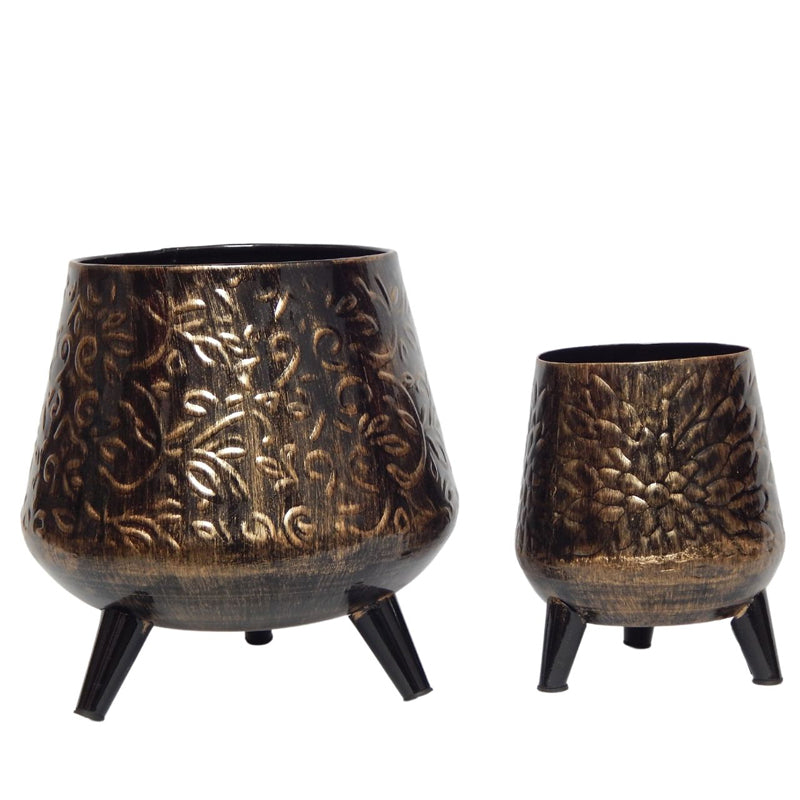 Buy Almon Metal Planter (Charcoal) - Set Of Two Pots & Planters from Vaaree