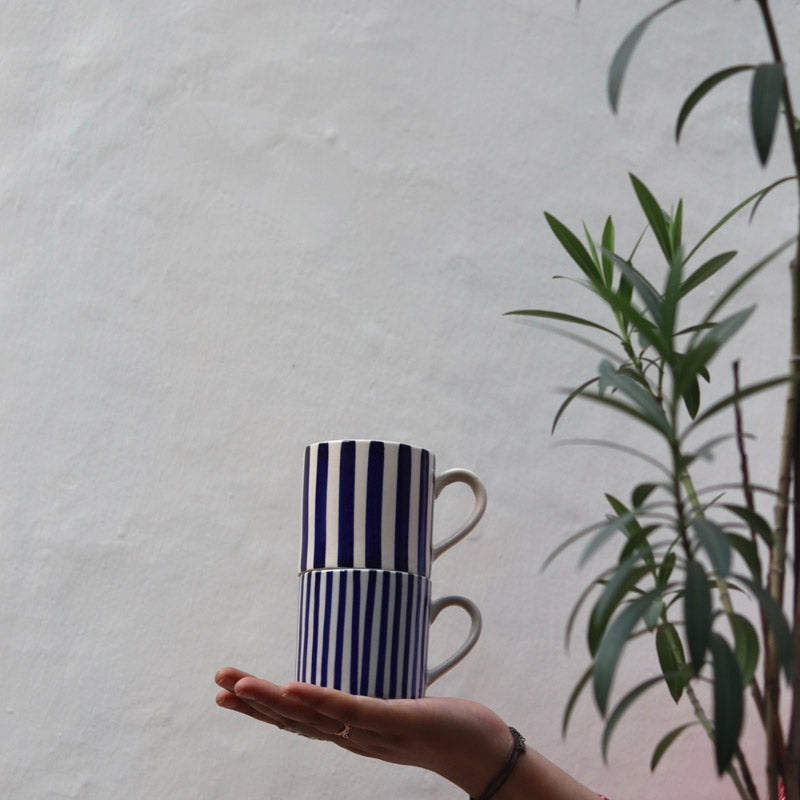 Buy Just Stripes Cup (150 ML) - Set of Two Mug & Tea Cup from Vaaree