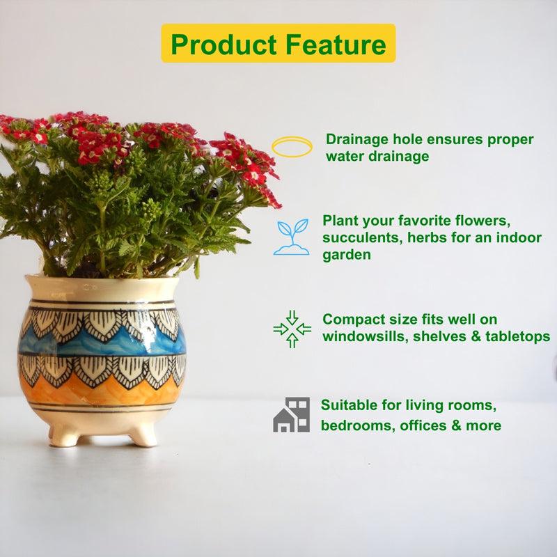 Buy Druva Ethnic Planter - Blue & Yellow Pots & Planters from Vaaree