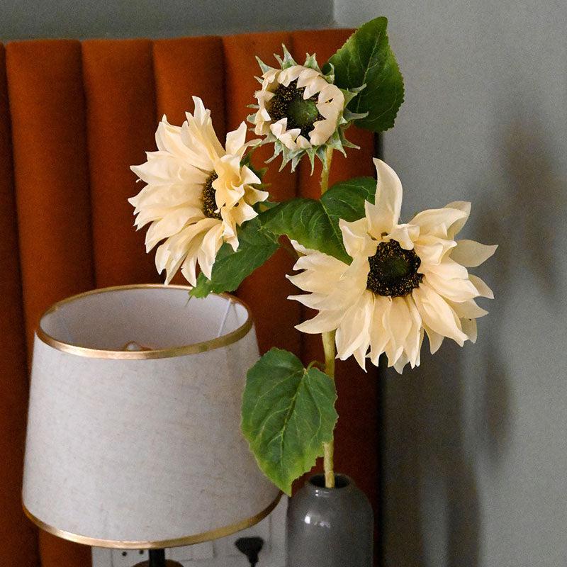 Buy Faux Sunflower Flower Stick - Ivory Artificial Flowers from Vaaree