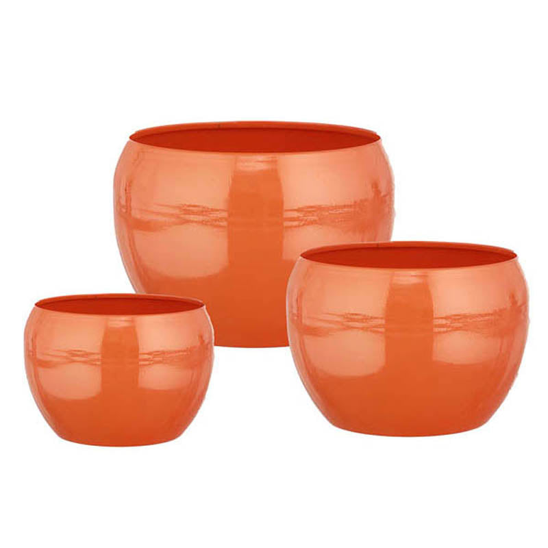 Buy Alisha Handcrafted Planter (Orange) - Set Of Three Pots & Planters from Vaaree