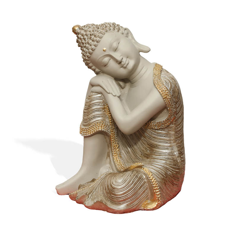 Buy Zen Resting Buddha Showpiece - Cream Showpieces from Vaaree