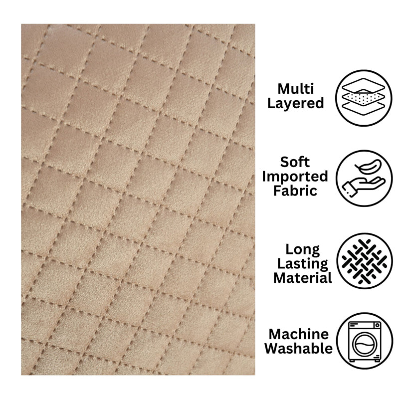 Table Mat - Osric Velvet Quilted Placemat (Beige) - Set Of Six