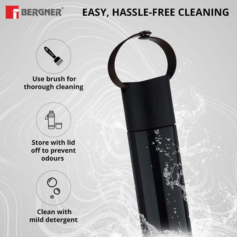 Flask - Bergner Walking Thermosteel Hot and Cold Flask (Black) - 500 ML