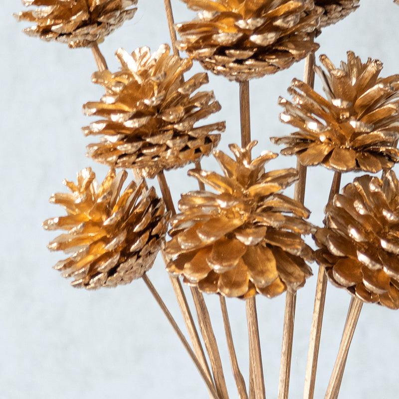 Buy Enora Dried Pine Cone Stick (Gold) -Set Of Ten Artificial Flowers from Vaaree