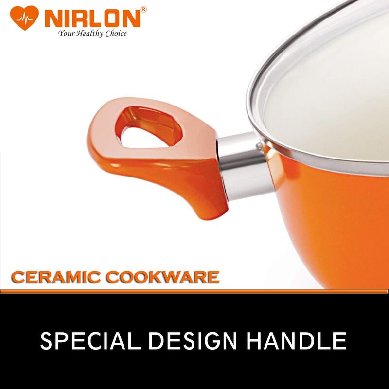 Buy Nirlon Orange Non Stick Cooking Pot With Lid - 2600 ML/9 Inches Cooking Pot from Vaaree