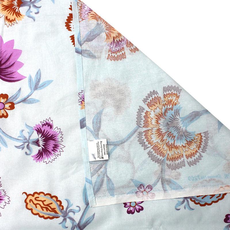 Bedsheets - Siya Floral Bedsheet - Violet & Light Blue