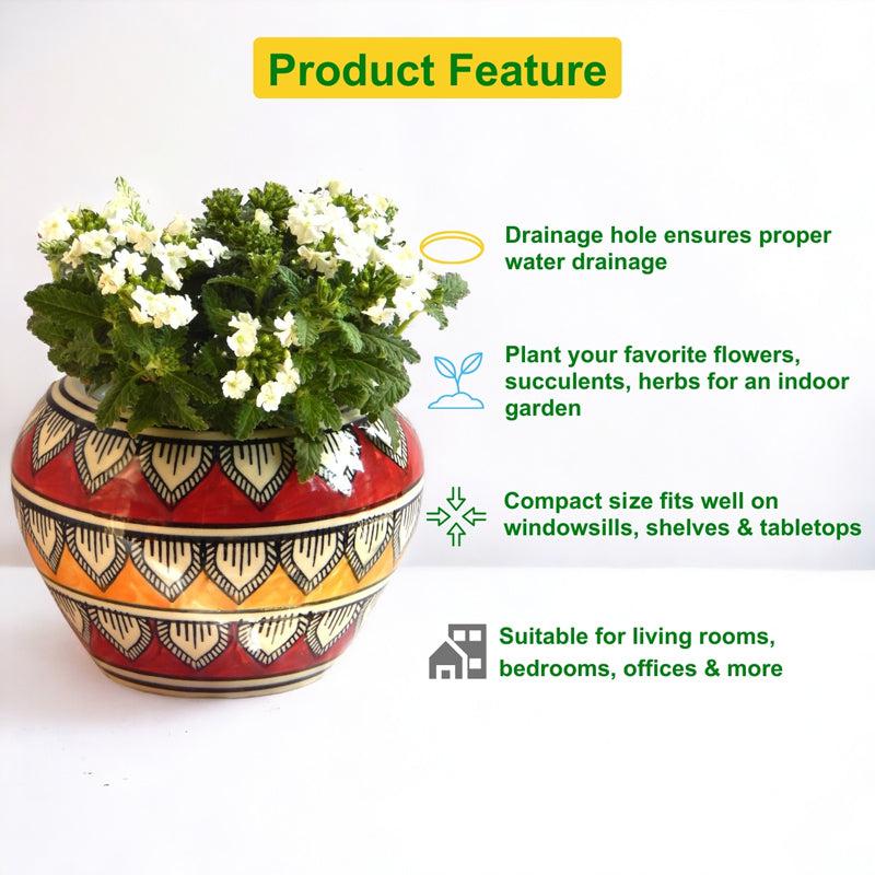 Buy Navya Ethnic Planter - Red & Yellow Pots & Planters from Vaaree