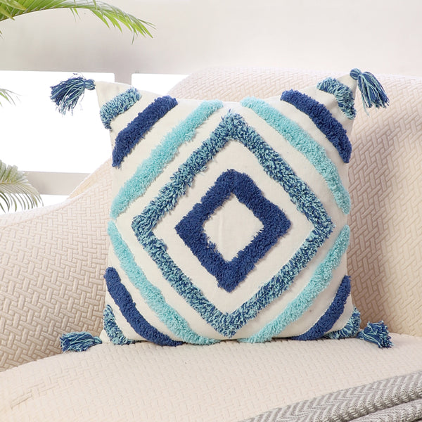 Cushion Covers - Blue Bath Tufted Cushion Cover