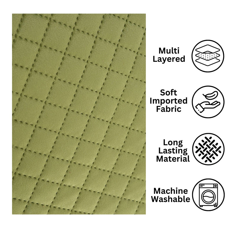 Table Mat - Osric Velvet Quilted Placemat (Light Green) - Set Of Six