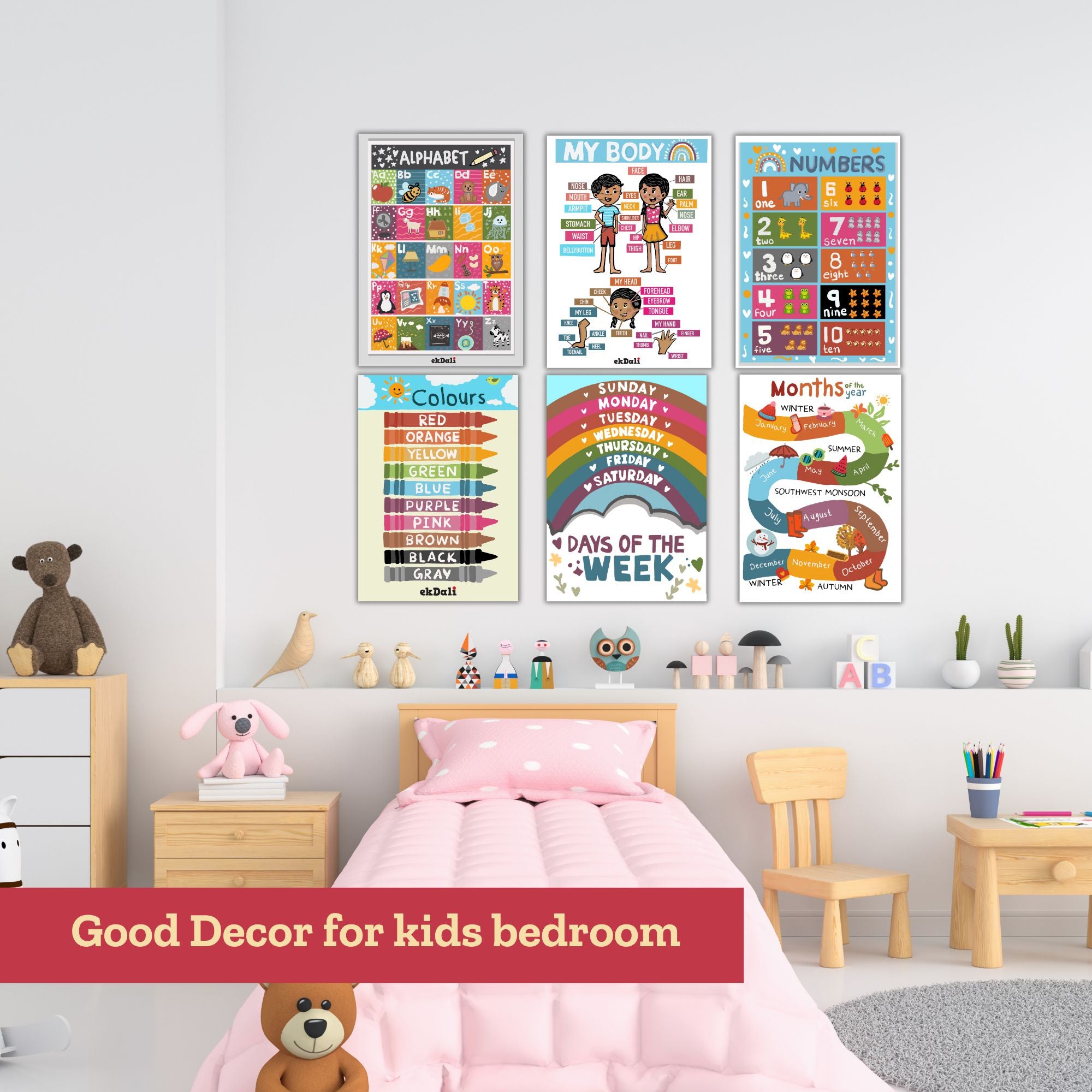 Buy Fun Learn Wall Poster - Set of Six Wall Poster from Vaaree