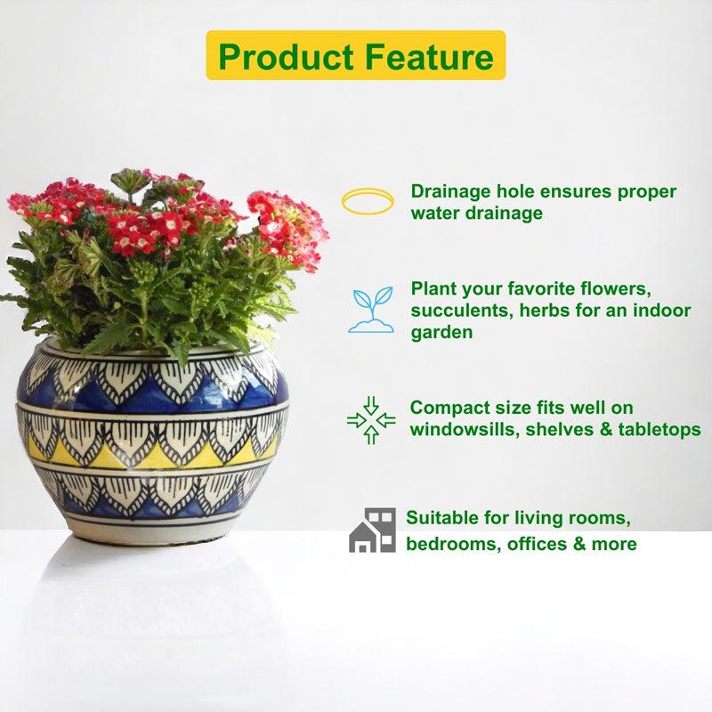 Buy Navya Ethnic Planter - Blue & Yellow Pots & Planters from Vaaree