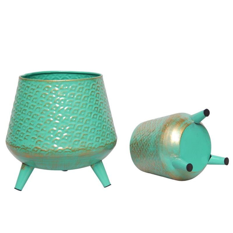 Buy Claro Metal Planter (Green) - Set Of Two Pots & Planters from Vaaree