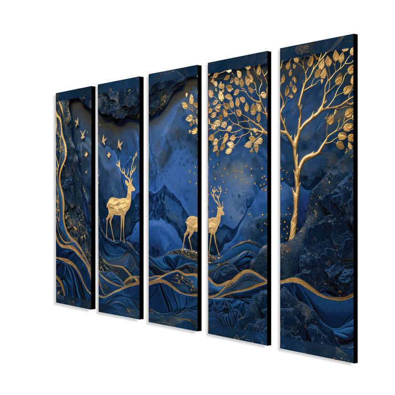 Buy Goldline Wall Painting - Set Of Five Wall Art & Paintings from Vaaree