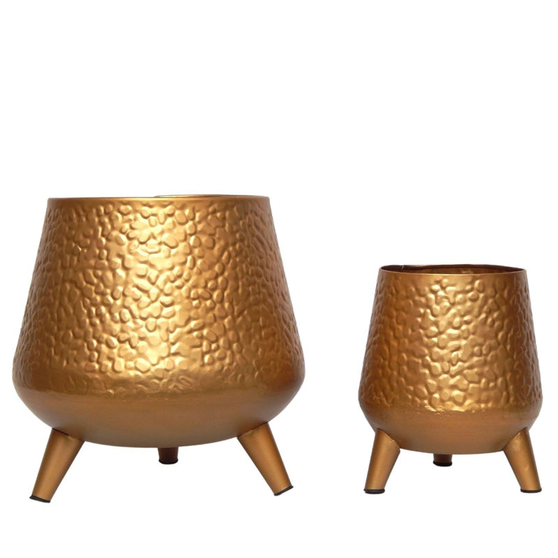 Buy Brivo Metal Planter (Dijon Gold) - Set Of Two Pots & Planters from Vaaree