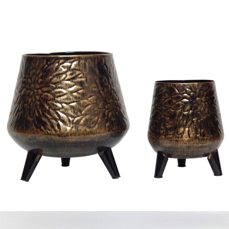 Buy Fleur Metal Planter (Charcoal) - Set Of Two Pots & Planters from Vaaree