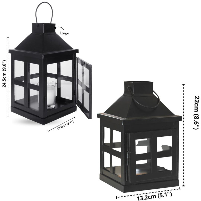 Buy Dukio Lantern Tealight Candle Holder (Black) - Set Of Two Tea Light Candle Holders from Vaaree