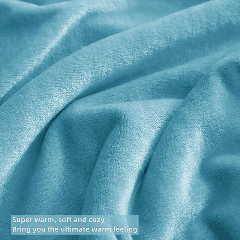 Buy Sarva Solid Knitted Cotton Flannel Blanket (Blue) - 190 GSM Blankets from Vaaree