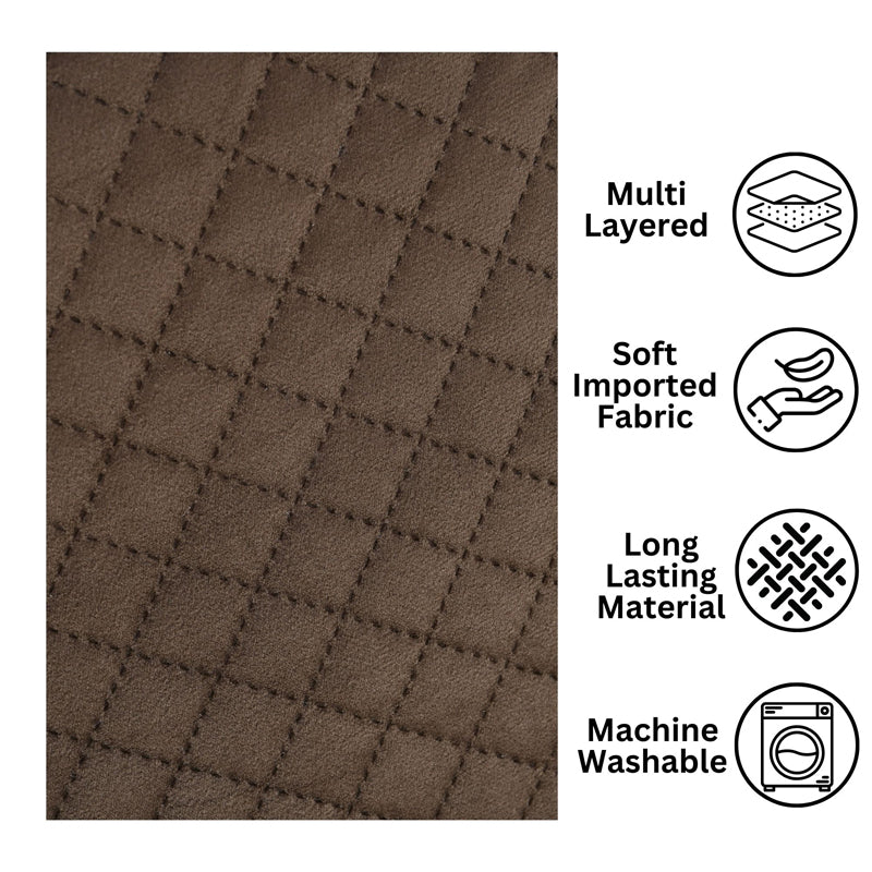 Table Mat - Osric Velvet Quilted Placemat (Brown) - Set Of Six