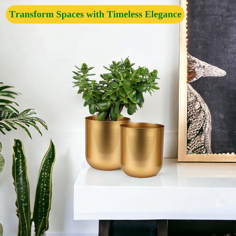 Buy Ruba Neita Planter (Gold) - Set Of Two Pots & Planters from Vaaree