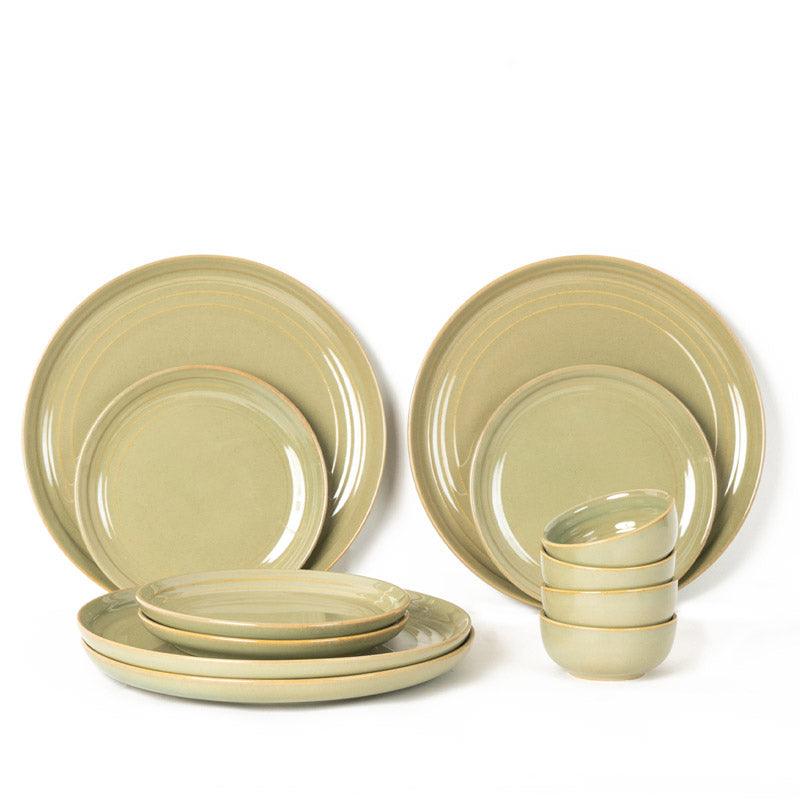 Buy Estia Dinner Set (Olive Green) - Twelve Piece Set Dinner Set from Vaaree