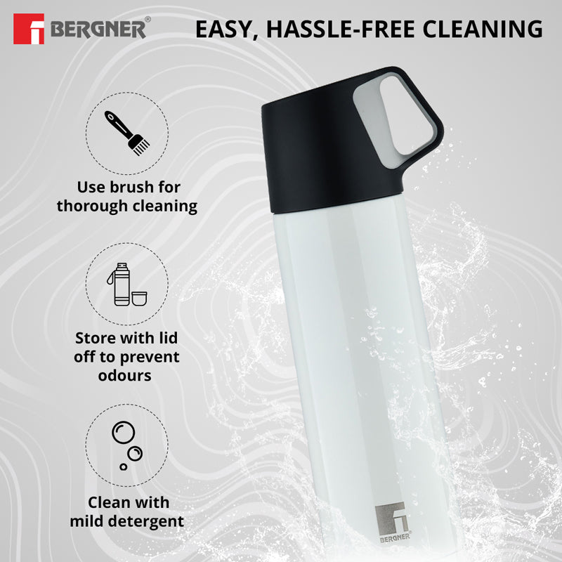 Flask - Bergner Walking Thermosteel Hot and Cold Flask (White) - 500 ML