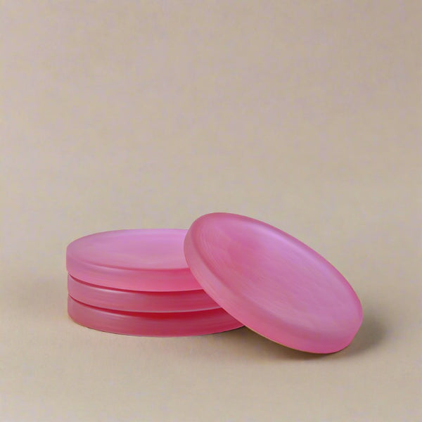 Coaster - Gloassy Drop Glass Coaster (Pink) - Set Of Four