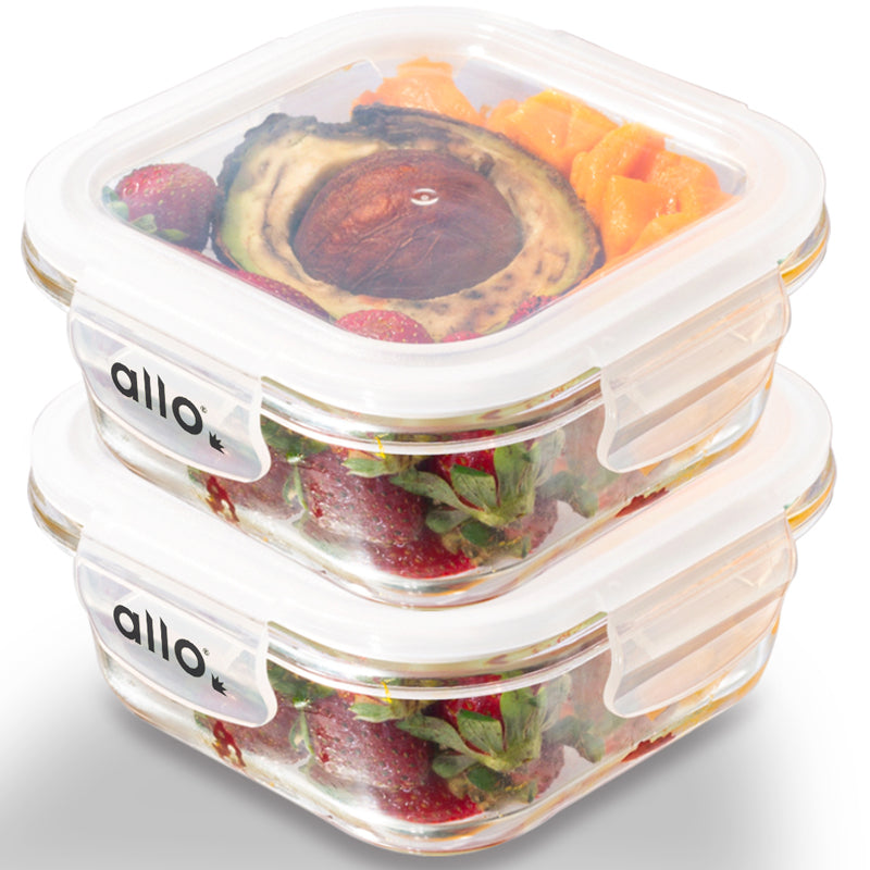 Container - Oliva Square Glass Storage Container (550 ML) - Set Of Two