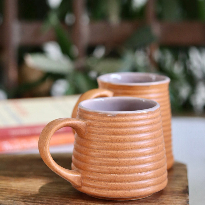 Buy Venia Rust Ceramic Mug (220 ML) - Set of Two Mug & Tea Cup from Vaaree