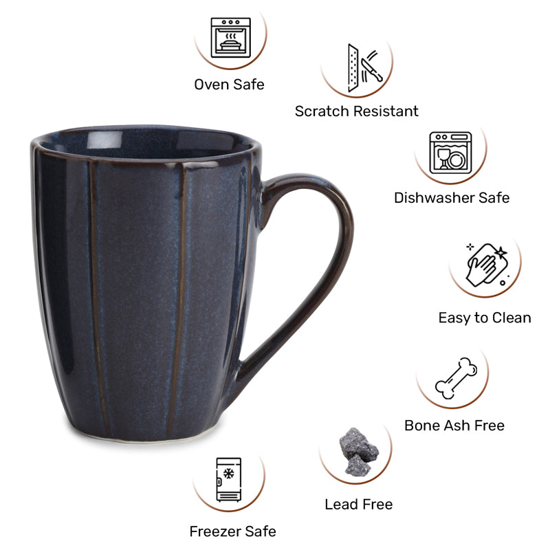 Buy Ciro Denim Blue Ceramic Mug (300 ML) - Set Of Two Mug & Tea Cup from Vaaree