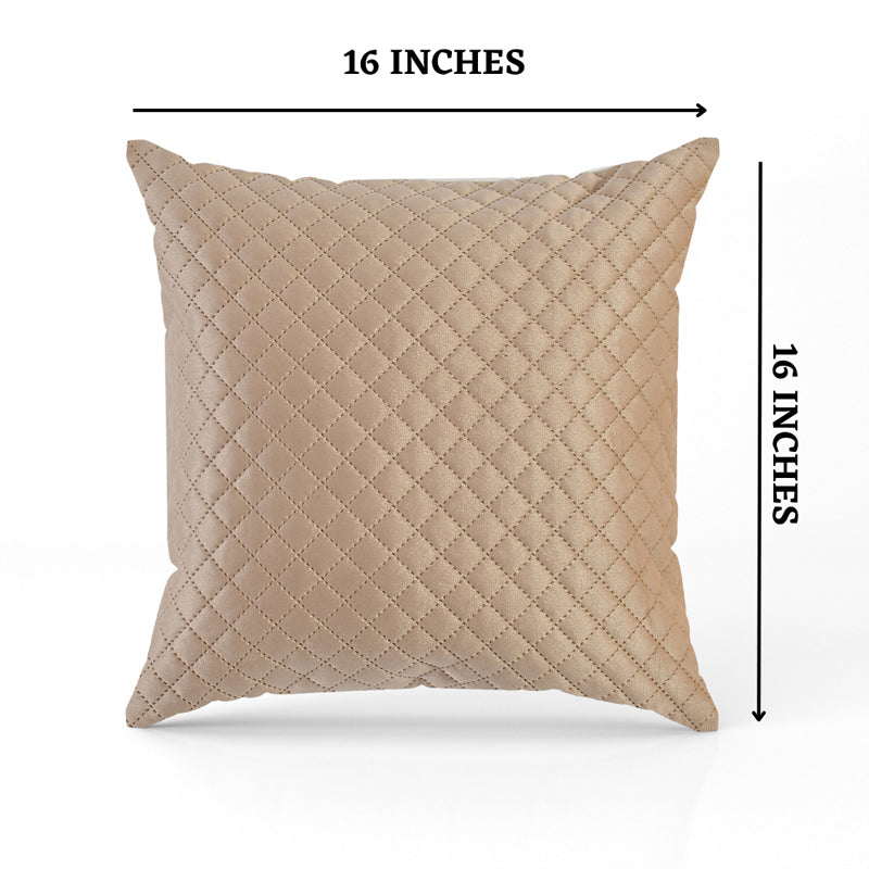 Buy Orson Quilted Velvet Cushion Cover (Beige) - Set Of Five Cushion Cover Sets from Vaaree