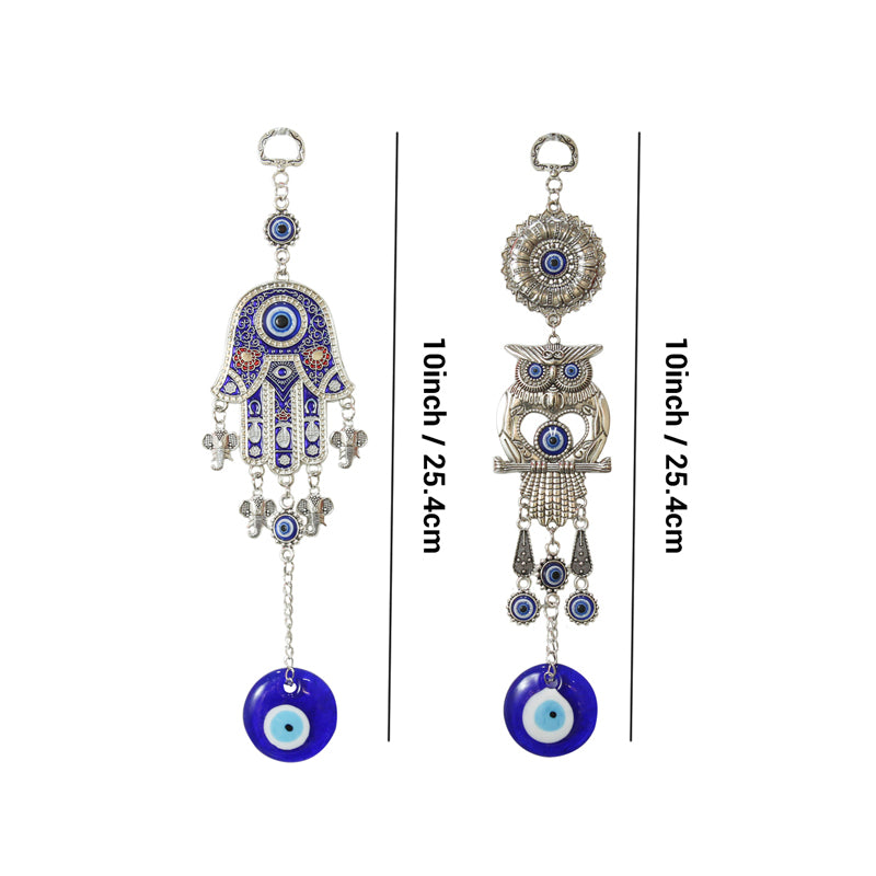 Buy Magic Owl & Hamsa Palm Evil Eye Wall Hanging - Set Of Two Wall Accents from Vaaree