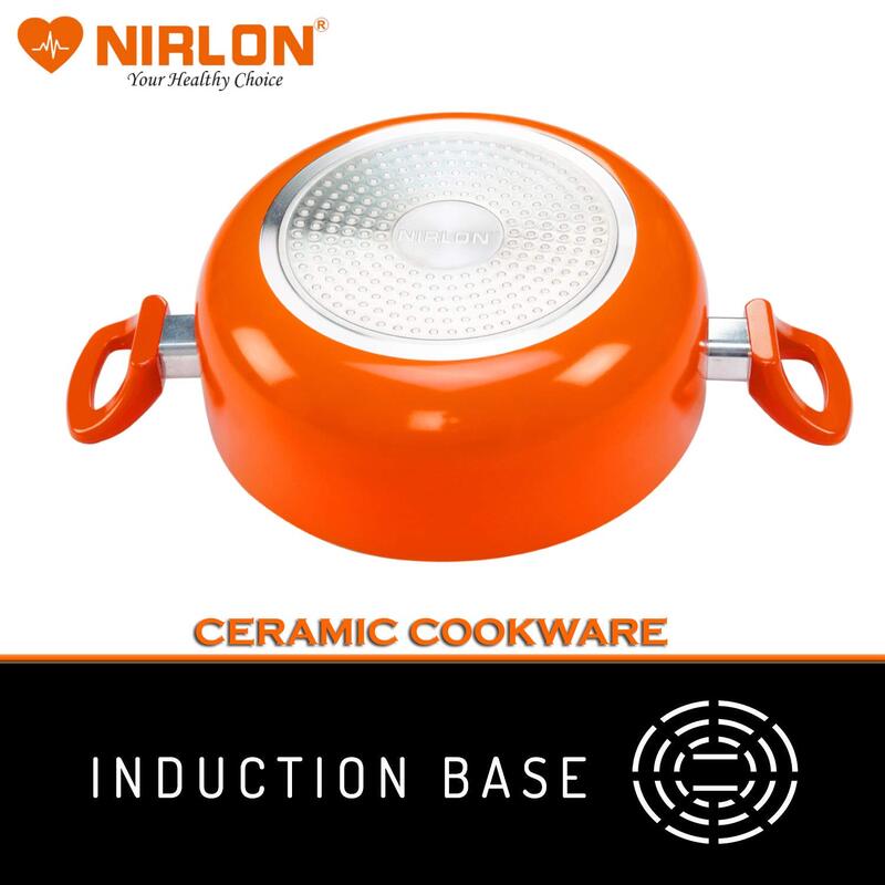 Buy Nirlon Orange Non Stick Cooking Pot With Lid - 2600 ML/9 Inches Cooking Pot from Vaaree