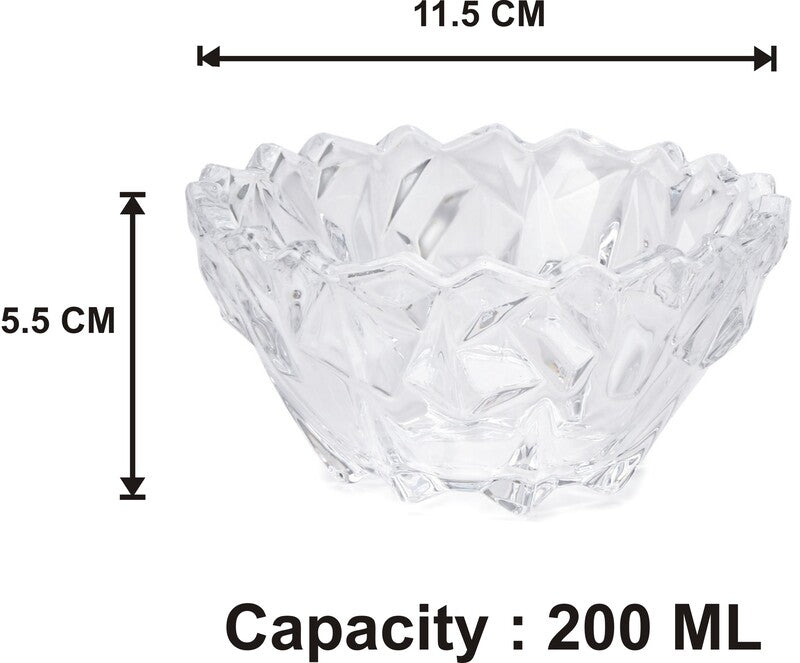 Bowl - Daisy Glass Dessert Bowl (200 ML) - Set Of Six