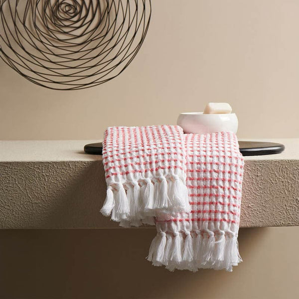 Buy Alyssa Waffle Hand Towel (Peach) - Set Of Two Hand & Face Towels from Vaaree