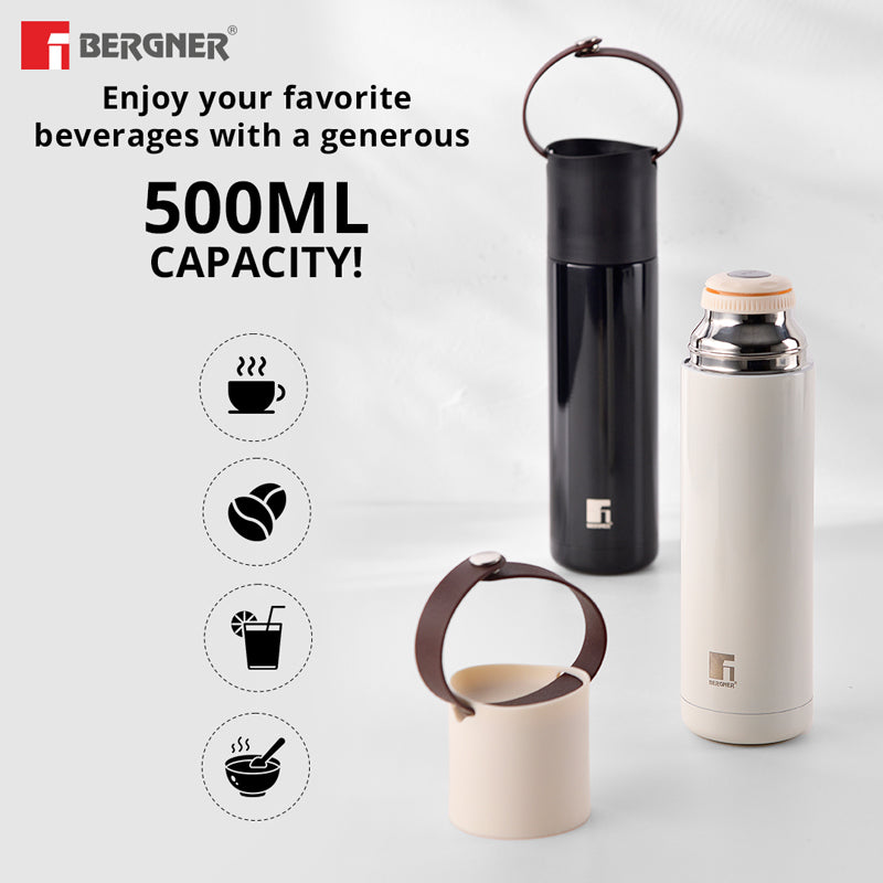 Flask - Bergner Walking Thermosteel Hot and Cold Flask (Grey) - 500 ML