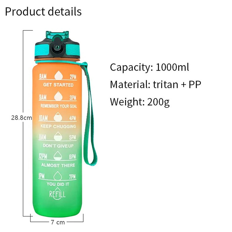 Bottle - H20 Wonder Ombre Water Bottle (1000 ML) - Multicolor