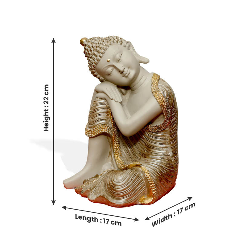 Buy Zen Resting Buddha Showpiece - Cream Showpieces from Vaaree